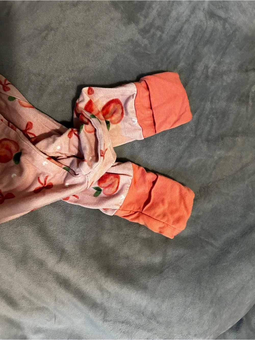 Unbranded Pink Peach-Print Footed One-Piece for Kids
